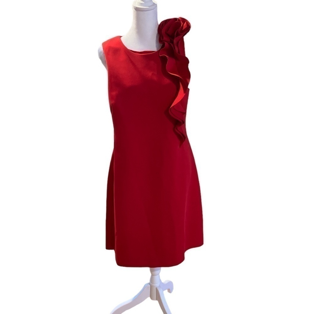 Jason Wu Ruffle Shoulder A-line Dress Red - Picture 3 of 7
